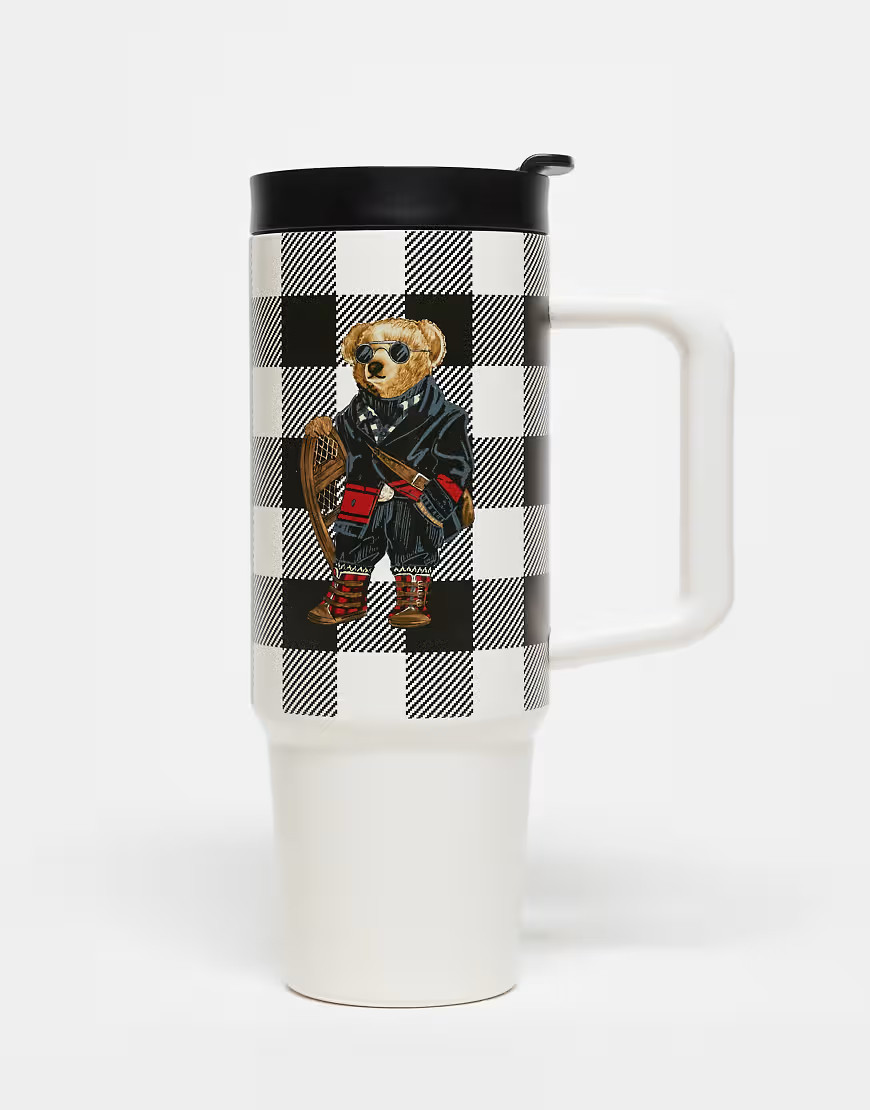 Polo Ralph Lauren reusable bear straw water bottle in black and white | ASOS (Global)