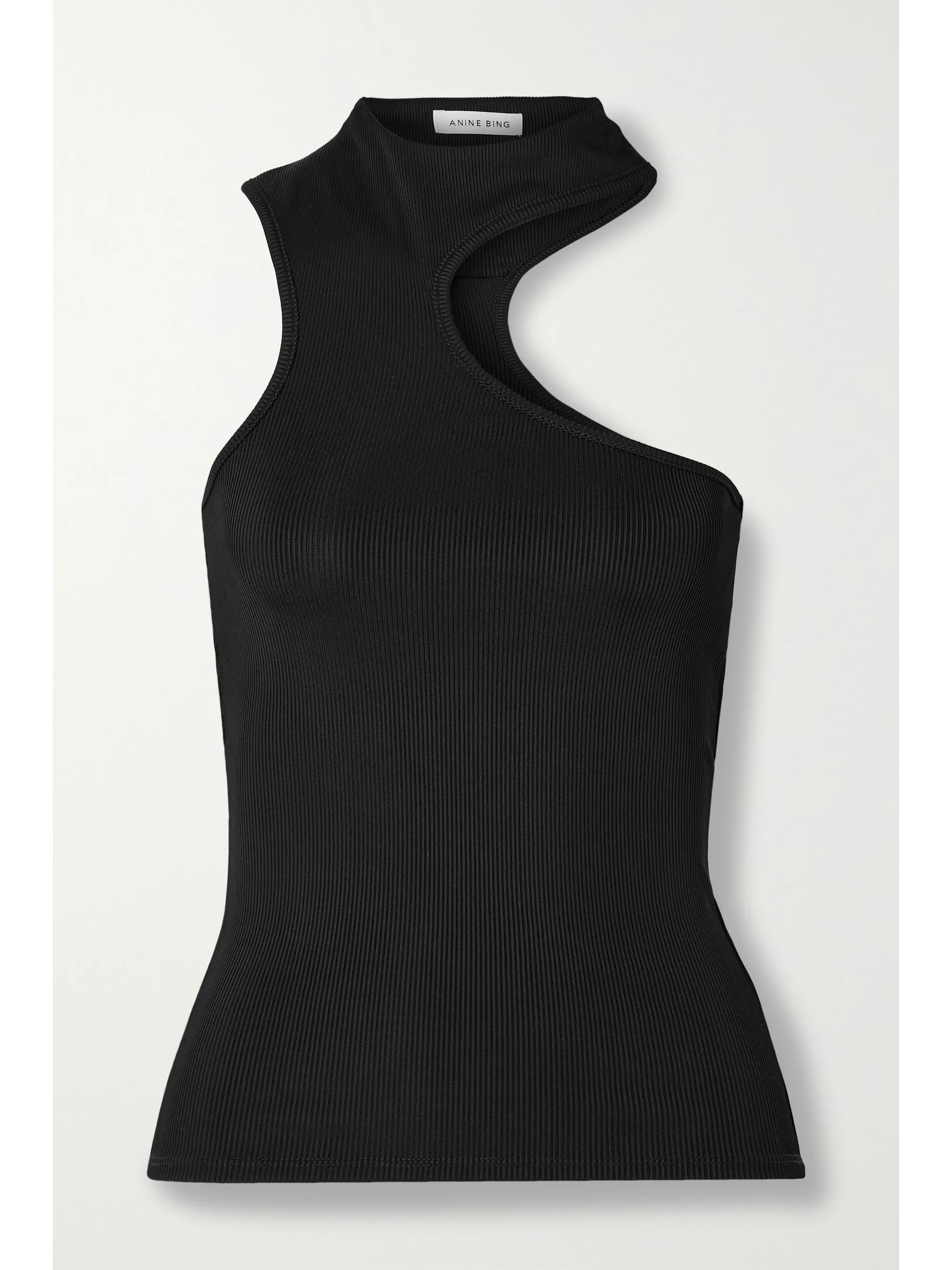 Black Lesly ribbed-knit tank  | Anine Bing | NET-A-PORTER | NET-A-PORTER (UK & EU)