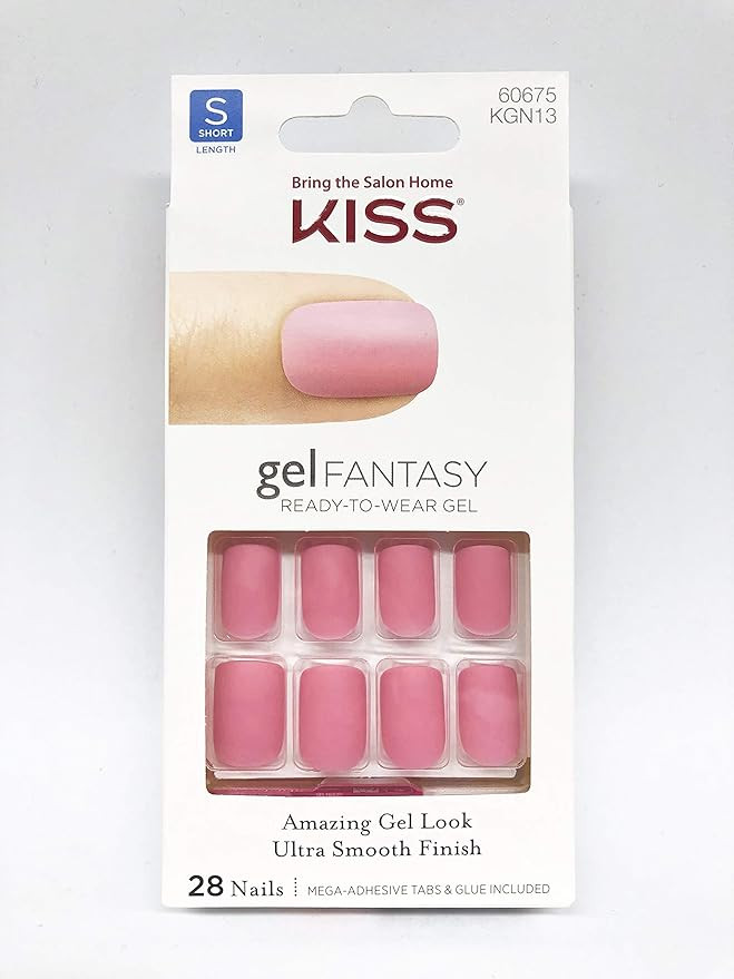 Kiss Nails GEL FANTASY"KGN13" (FRESH AIR) SHORT Design Nails w/Adhesive Tabs & Glue | Amazon (US)
