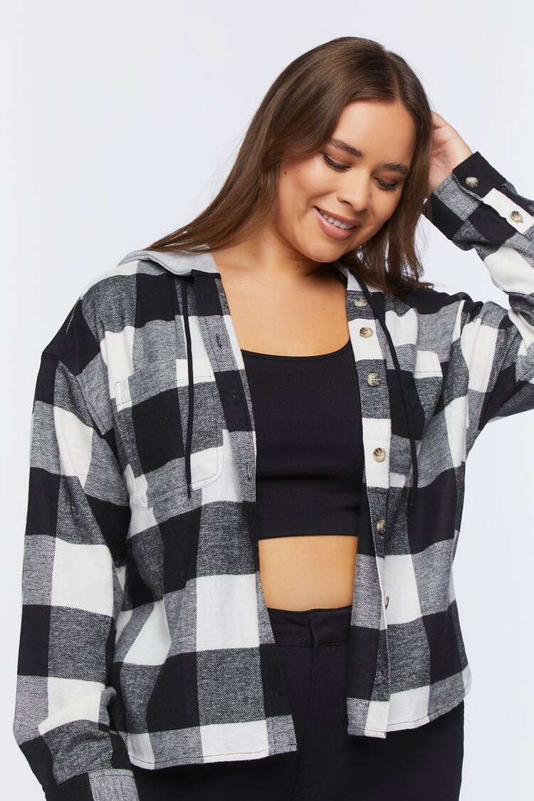 Plus Size Hooded Plaid Combo Top | Forever 21 | Forever 21 (US)
