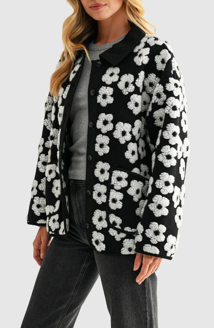 Floral High Pile Fleece Jacket | Nordstrom