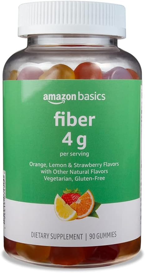Amazon Basics Fiber Gummies for Digestive Health and Regularity, Orange, Lemon & Strawberry Flavo... | Amazon (US)