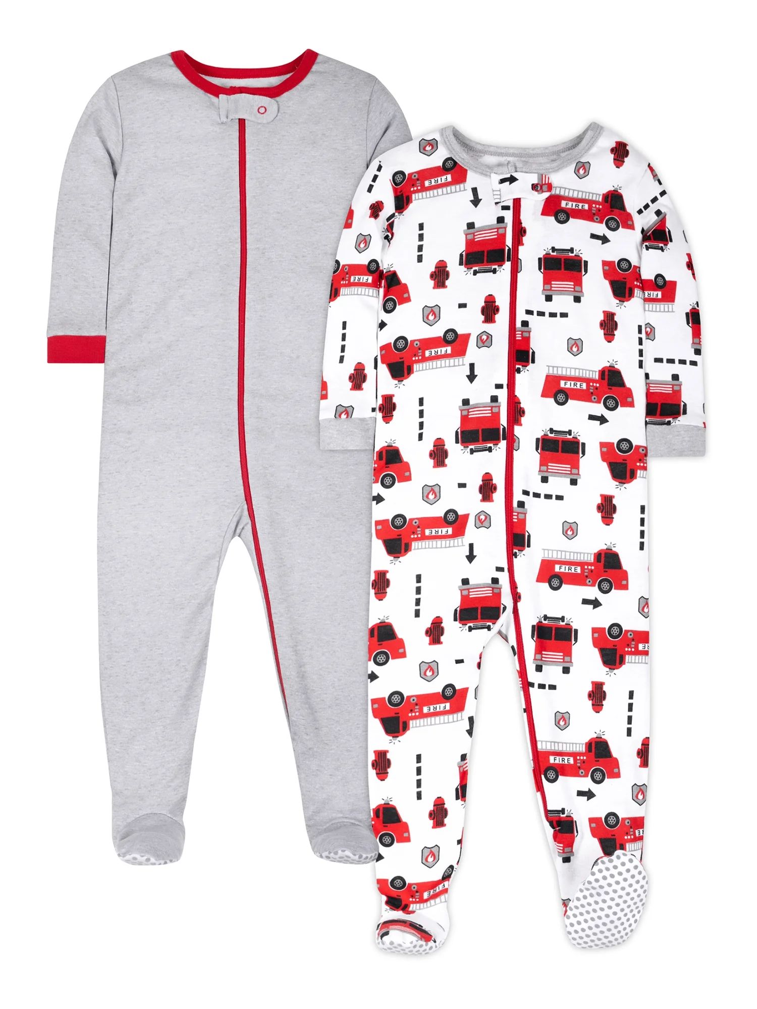 Little Star Organic Baby & Toddler Boy 2 Pk Footed Full Zip Snug Fit Pajamas, Size 9 Months - 5T | Walmart (US)