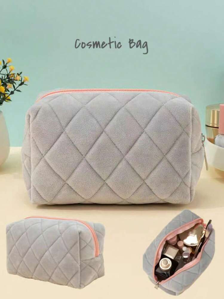 Quilted Fluffy Makeup Bag | SHEIN