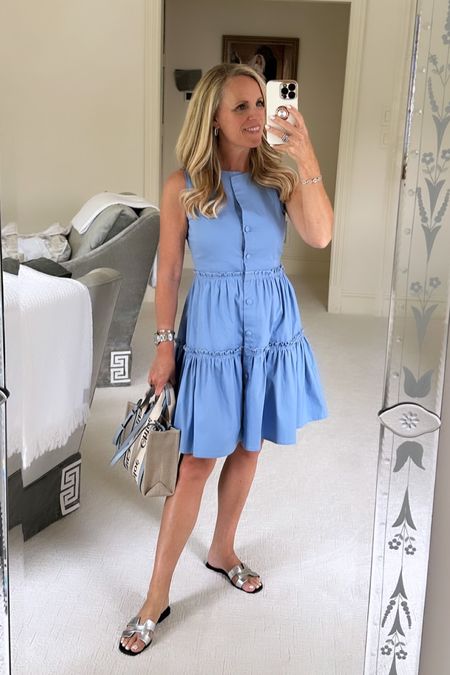 Pale blue sleeveless shirt dress from Marta Scarampi in Torino, Italy
Wearing size 38 US size 
Available in other colors too!
Chloe Woody mini tote in blue 

#LTKSeasonal #LTKFind #LTKstyletip