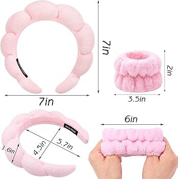 Zkptops Spa Headband for Washing Face Wristband Sponge Makeup Skincare Headband Terry Cloth Bubbl... | Amazon (US)