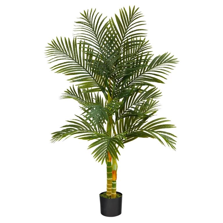 Nearly Natural 5' Golden Cane Artificial Palm Artificial Tree, Green | Walmart (US)