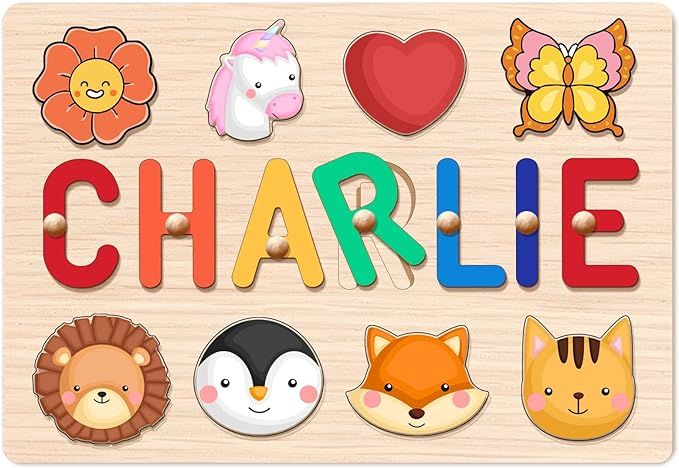 Personalized Name Puzzle for Kids, Custom Baby Gifts, Wooden Puzzles for Toddlers, Early Learning... | Amazon (US)