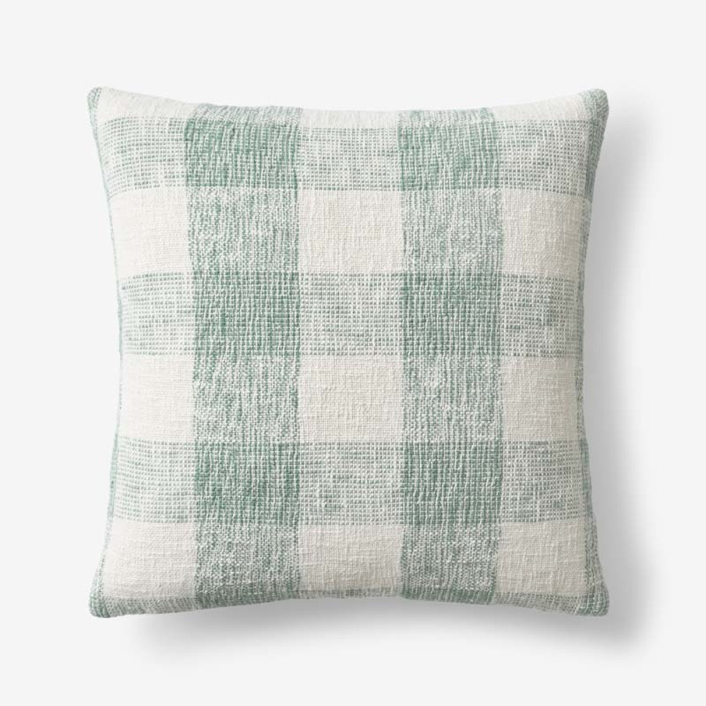 Textured Check Decorative Square Pillow Cover - Green, 20 in. x 20 in. | The Company Store
