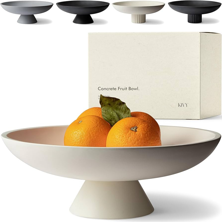 KIVY Concrete Fruit Bowl for Kitchen Counter - Large Decorative Bowl for Home Decor - Modern Key ... | Amazon (US)