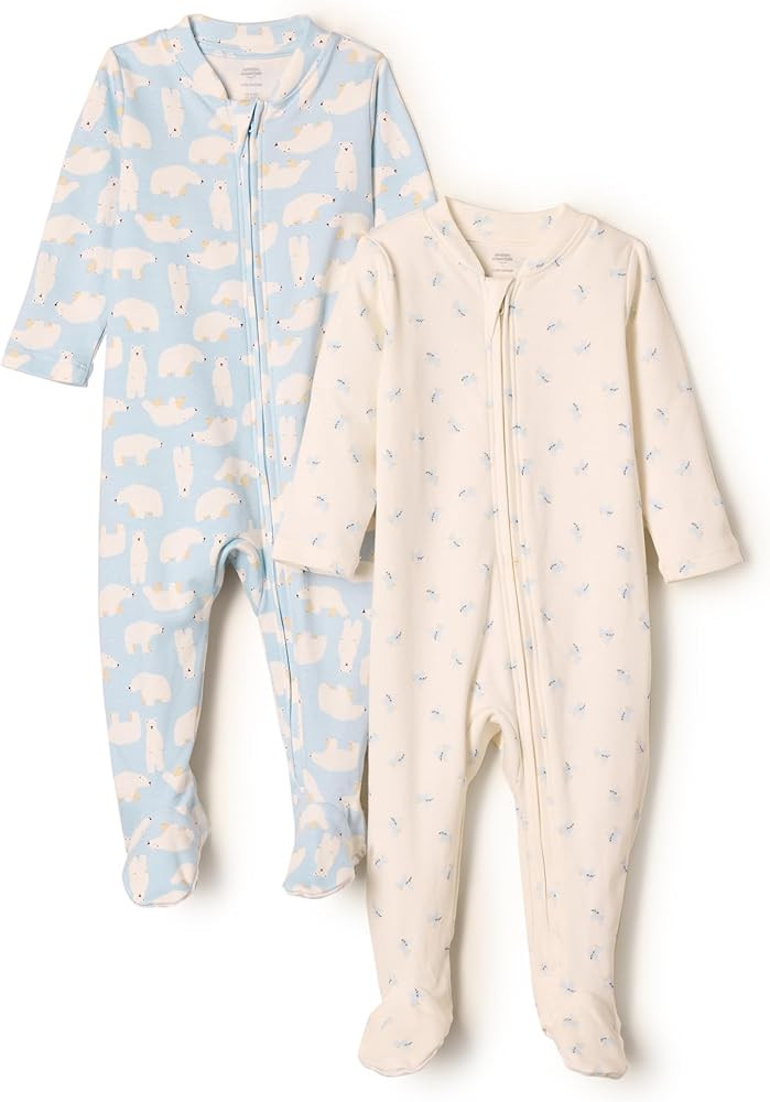 Amazon Essentials x Sofia Grainge Unisex Babies' Cotton Footed Sleep and Play Bodysuit, Pack of 2 | Amazon (US)