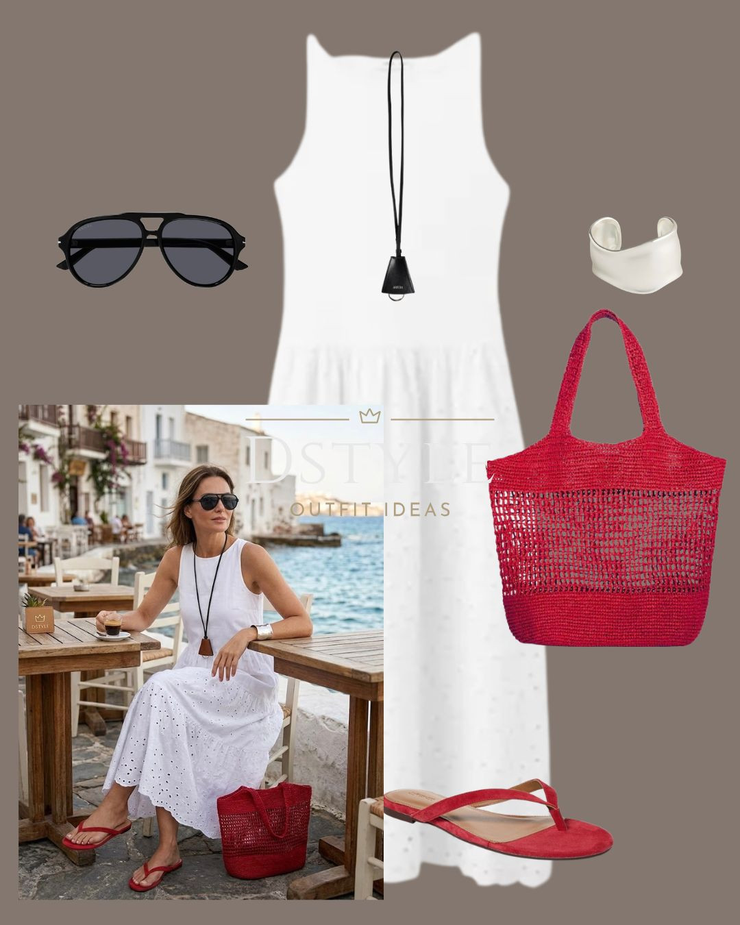 Mentally boarding a flight to Greece ✈️ This breezy white eyelet maxi dress is an absolute summer wardrobe staple. I paired it with a vibrant red woven tote bag and matching sandals for a simple yet stunning vacation look.

#LTKootd