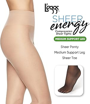 L'eggs Sheer Energy Standard-Panty Sheer Toe Nylon Pantyhose | Amazon (US)
