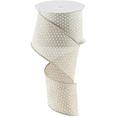 Natural White Raised Swiss Polka Dots Wired Ribbon (2.5 Inches x 10 Yards) | Amazon (US)