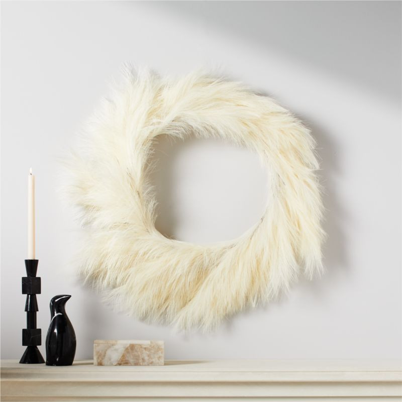 Faux Ivory Pampas Grass Wreath 36" | CB2 | CB2