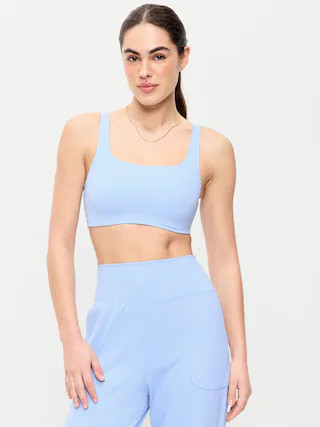 Light Support StudioSmooth Square-Neck Sports Bra | Old Navy (US)