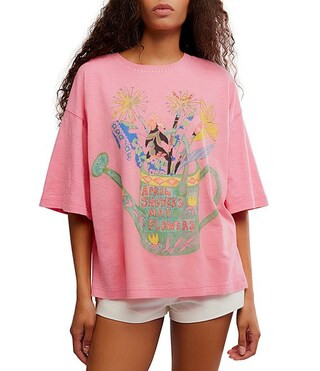 Free People In Spring Graphic Print Crew Neck Short Sleeve Graphic Tee | Dillard's | Dillard's