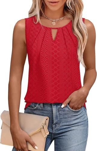 WIHOLL Womens Tank Tops Loose Fit Casual Sleeveless Tops Keyhole Neck Trendy Summer Tops Flowy Cl... | Amazon (US)