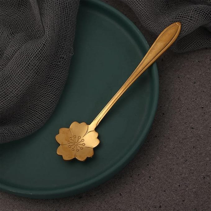 Stainless Steel Flower Shaped Spoon, Flower Spoon Set Small Rose Red Gold Teaspoon Tableware for ... | Amazon (US)