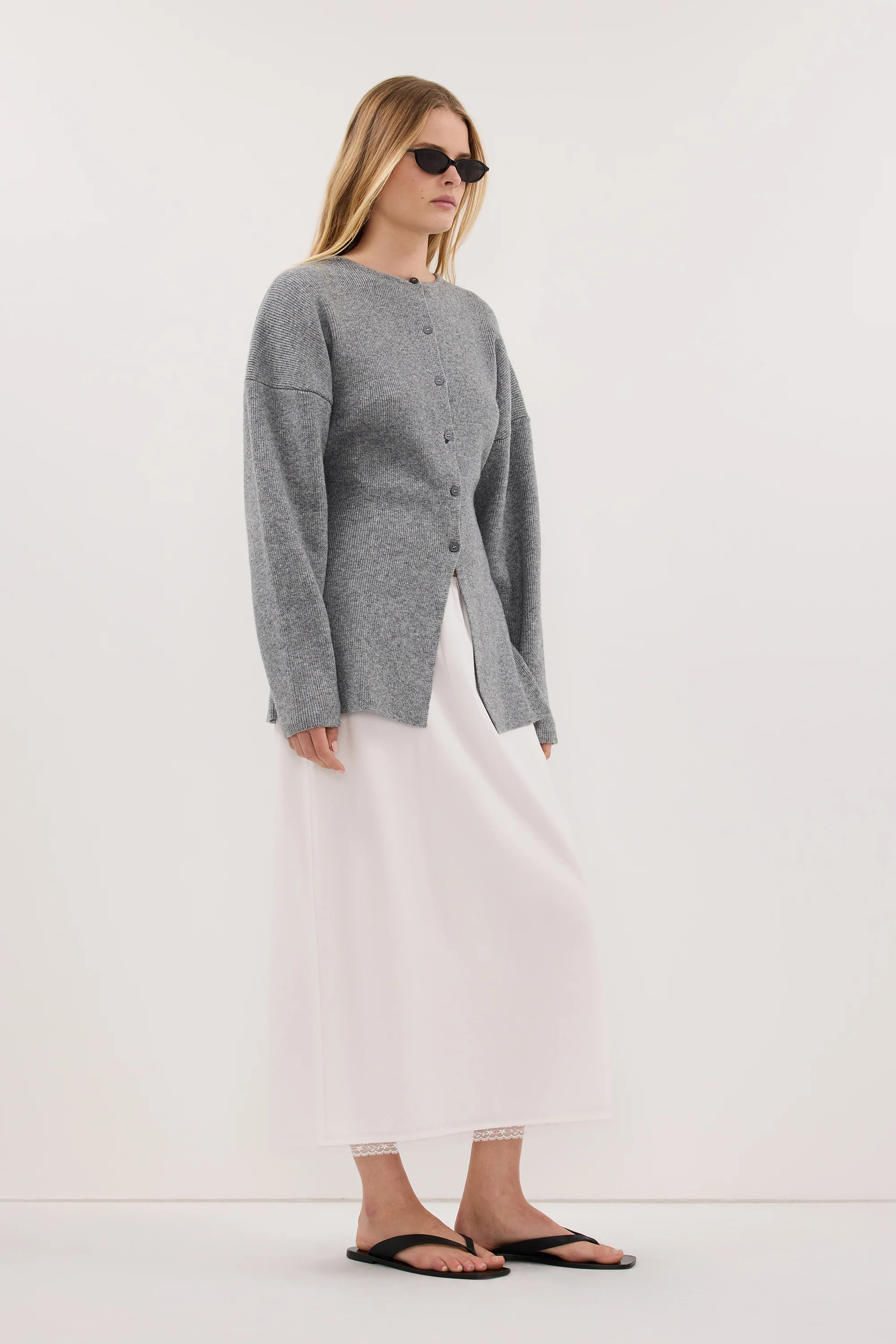 MARTHA GREY MARLE CINCHED CARDIGAN | DISSH