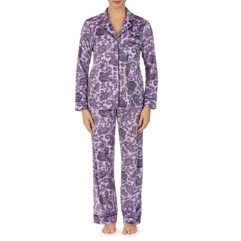 Secret Treasures Women's and Women's Plus Traditional Long Sleeve Notch Collar PJ | Walmart (US)