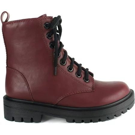 Soda Women Combat Army Military Motorcycle Riding Platform Boots Side Zipper FIRM-S Burgundy Red 7.5 | Walmart (US)