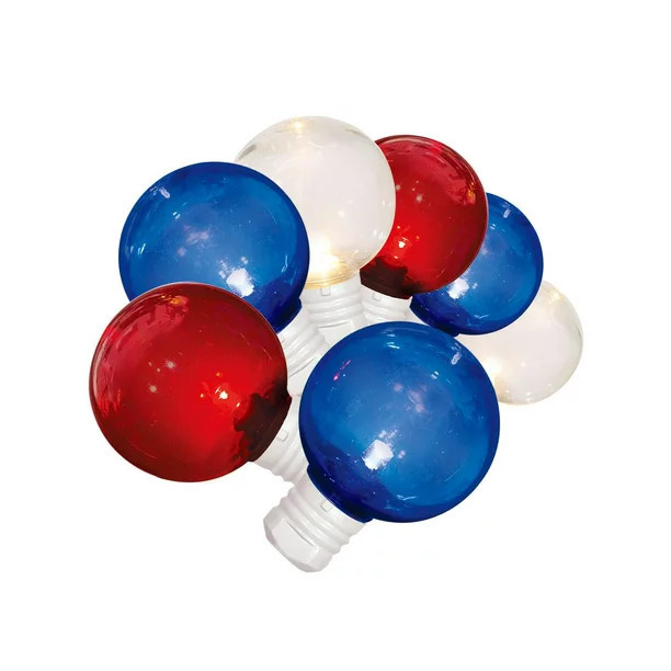 Way to Celebrate Patriotic 80-Count LED G30 Globe Lights, with White Wire, 23.5 Feet | Walmart (US)