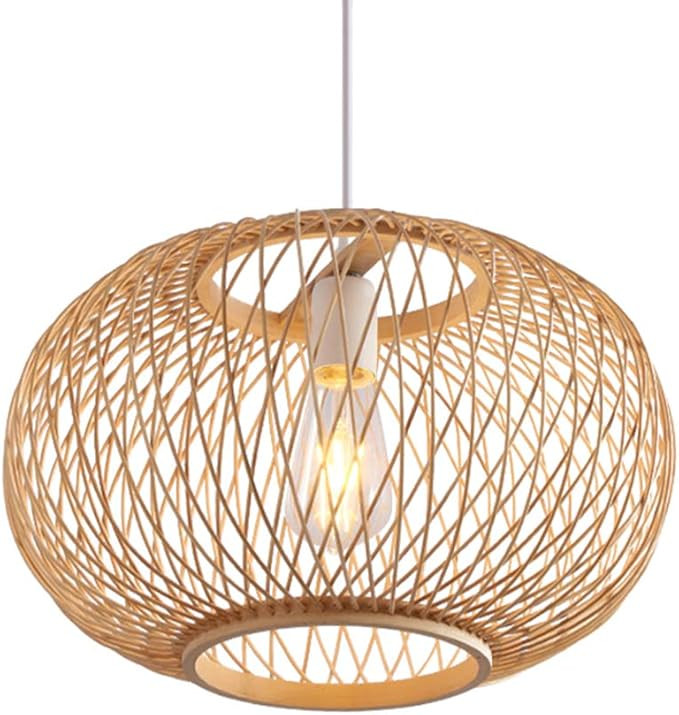 LITFAD Bamboo Globe Pendant Lighting Asian Style 19.5" Wide 1 Light Hanging Ceiling Lamp in Wood ... | Amazon (CA)