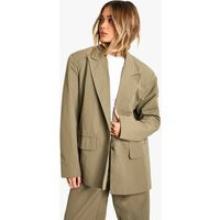 boohoo Women's Tailored Nylon Oversized Blazer in Olive | Size: 12 | boohoo (US & Canada)