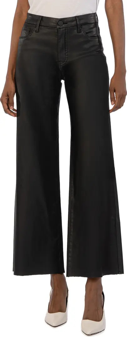 Meg Coated Fab Ab High Waist Raw Hem Ankle Wide Leg Jeans | Nordstrom