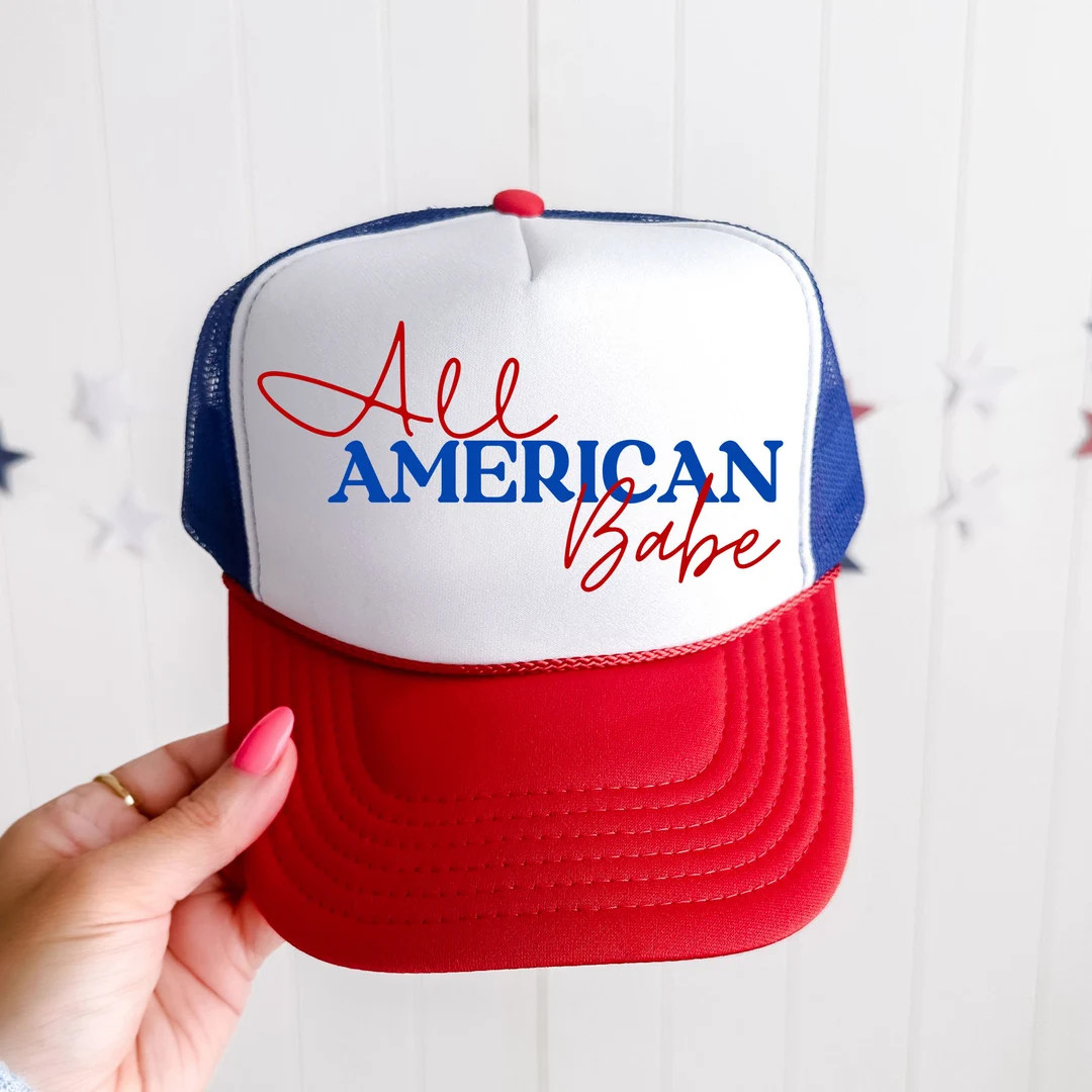 All American Babe Trucker Hat, America Trucker Hat, Cute Women Trucker Hat, Country Trucker Hat, ... | Etsy (US)