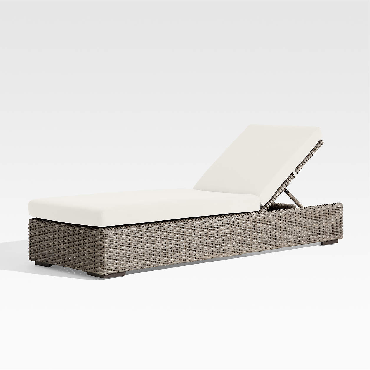 Abaco All-Weather Resin Wicker Outdoor Chaise Lounge with White Sunbrella Cushion + Reviews | Cra... | Crate & Barrel
