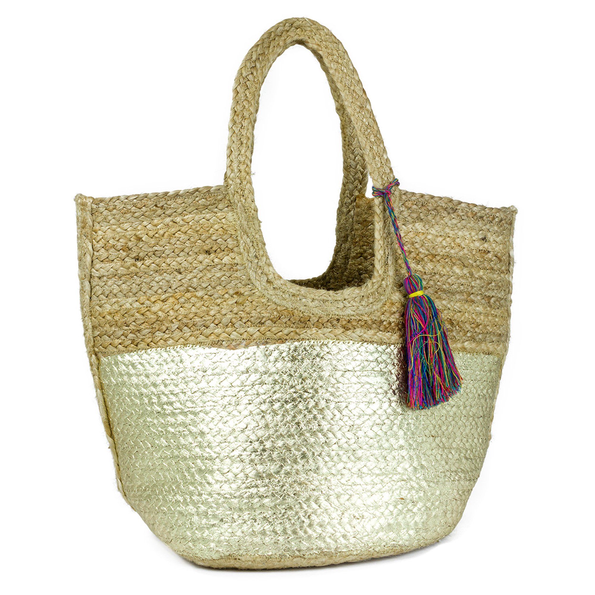 Magid Women's Straw Jute Natural Gold Tote Bag | Walmart (US)