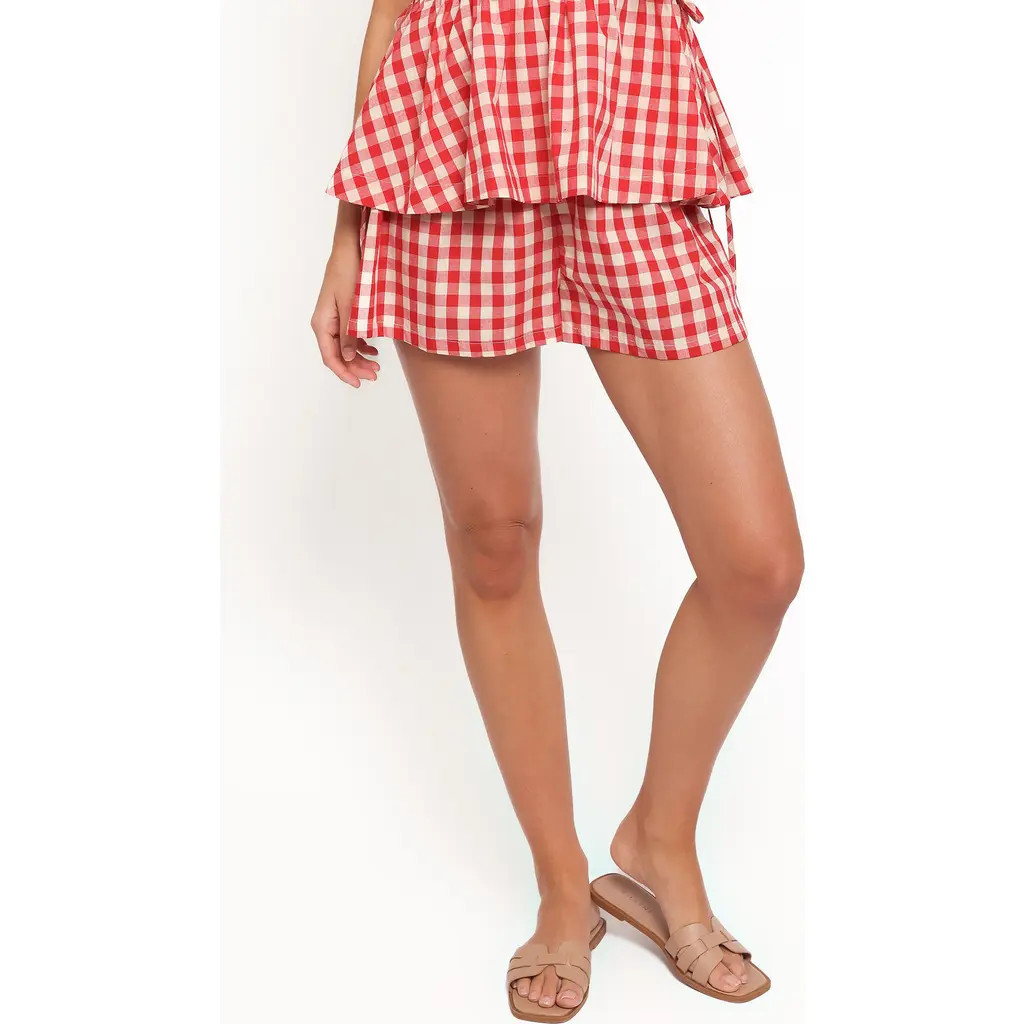 Petal & Pup Rory Gingham Cotton Shorts in Red Gingham at Nordstrom, Size Small | Nordstrom