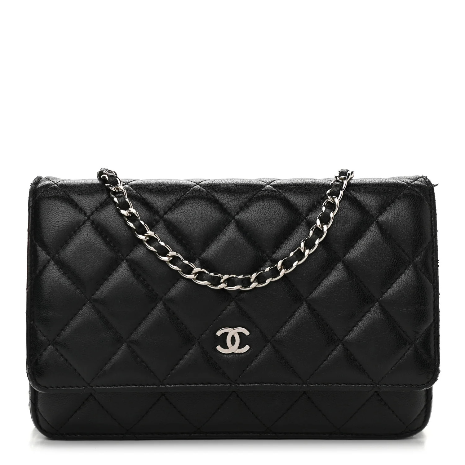 CHANEL Lambskin Quilted Wallet On Chain WOC Black | FASHIONPHILE | Fashionphile
