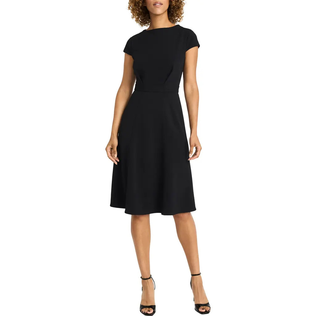 Maggy London Cap Sleeve Fit-and-Flare Dress in Black at Nordstrom Rack, Size 0 | Nordstrom Rack