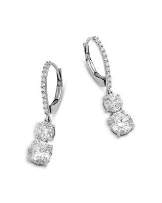 Luxe Collection Certified Lab Grown Diamond Two Stone Drop Earrings in 14K White Gold, 1.95 tcw | Bloomingdale's (US)