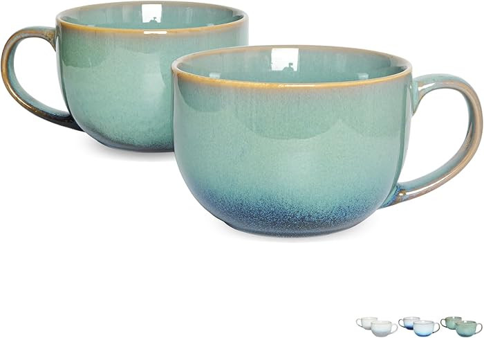 Bosmarlin Ceramic Large Coffee Mug Set of 2, 23 Oz, Jumbo Mug Soup Bowls with Handles, Dishwasher... | Amazon (US)