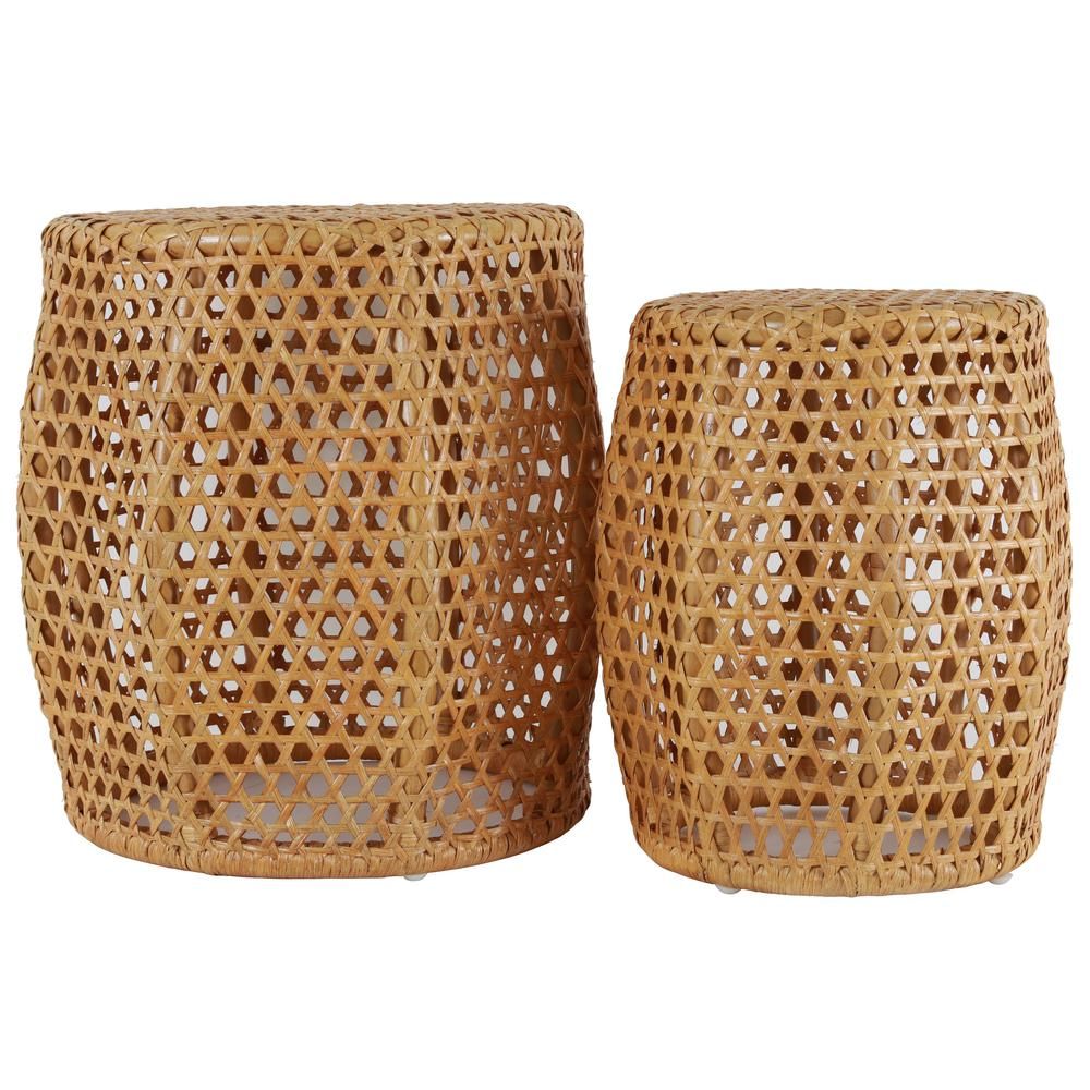 Ziggy Natural Rattan Nesting Tables (Set of 2) | The Home Depot
