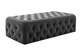 Novogratz Vintage Tufted Upholstery Design, Rectangular Ottoman - Grey Velvet | Amazon (US)