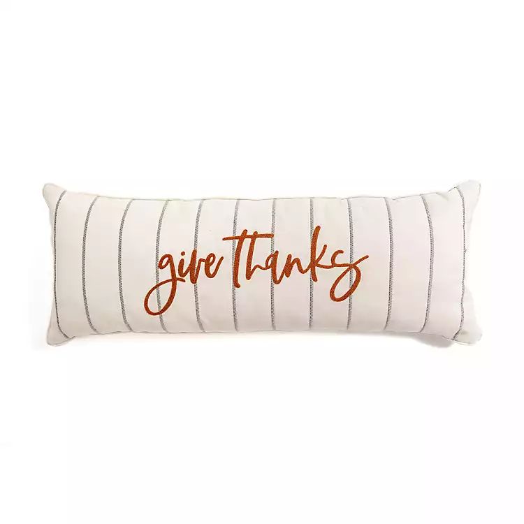 Give Thanks Striped Lumbar Pillow | Kirkland's Home