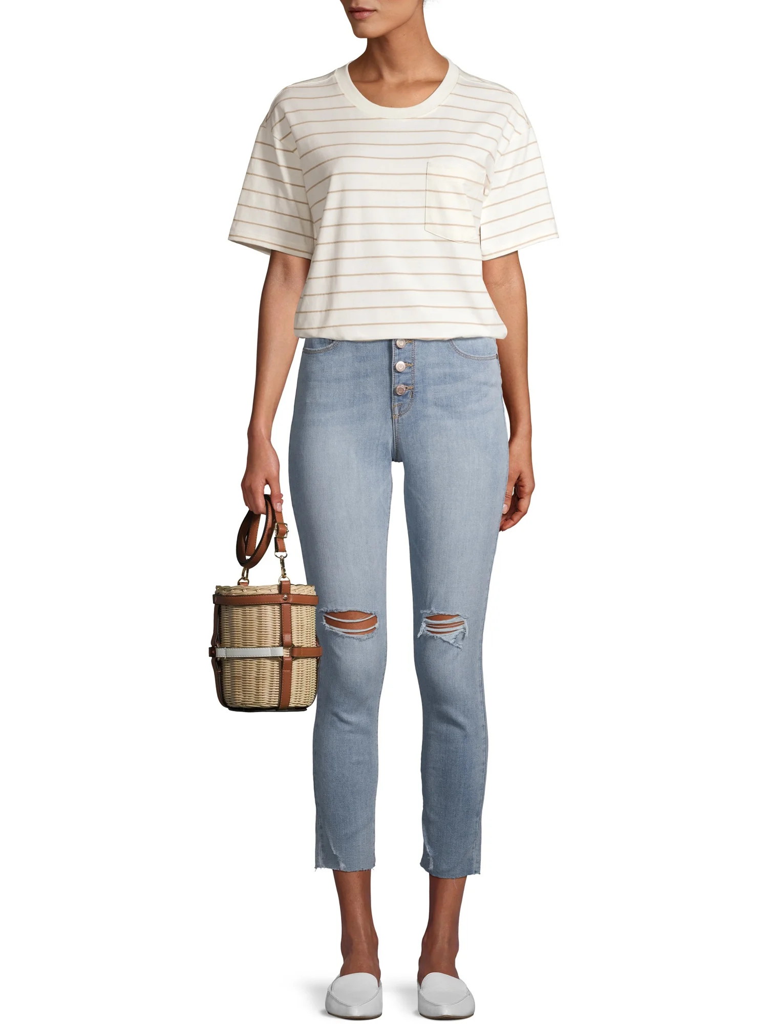 Time and Tru - Time and Tru Women's Pima Cotton Boyfriend T-shirt - Walmart.com | Walmart (US)