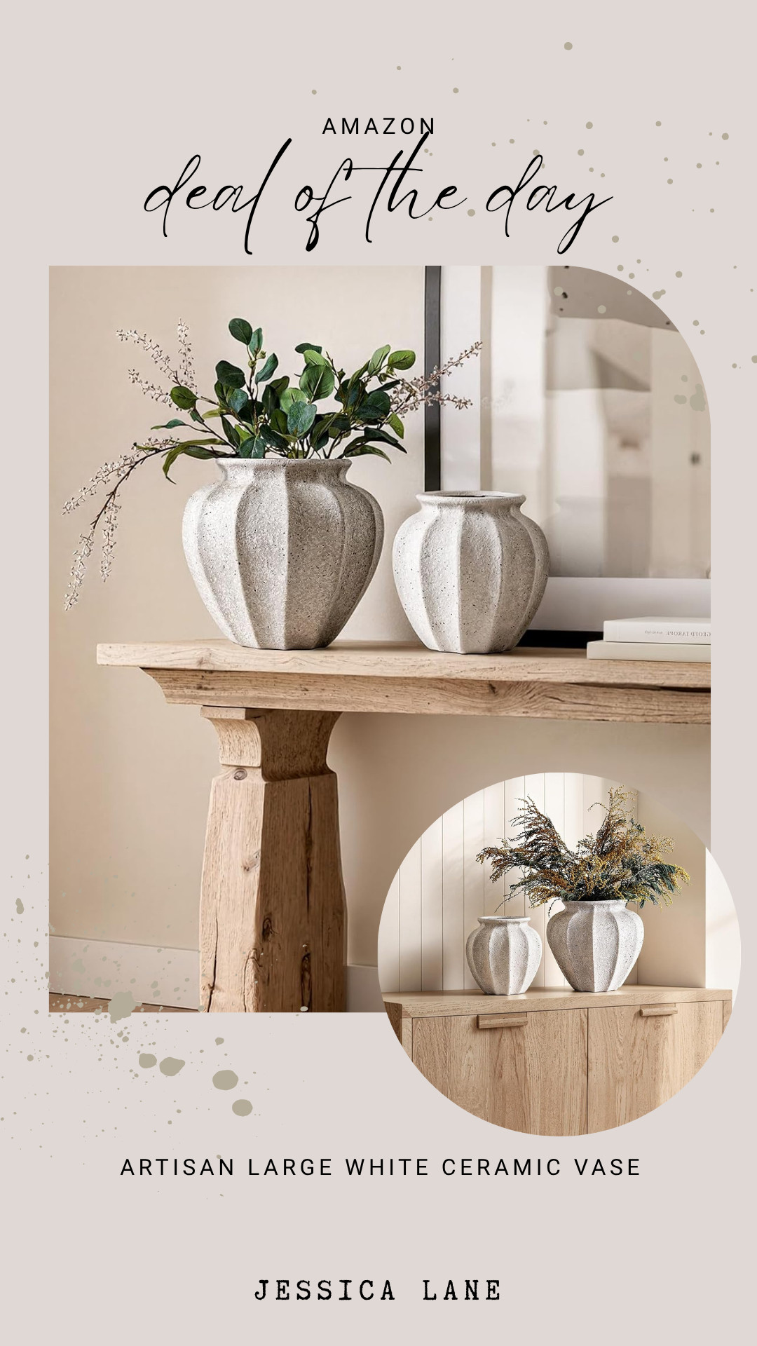 This artisan large white ceramic vase features a beautiful ribbed texture and a timeless silhouette. It is an ideal centerpiece for a console table or kitchen island.
#homedetails #shelfstyling #amazonhome #interiordecor 

 #LTKSeasonal #LTKHome #LTKSaleAlert