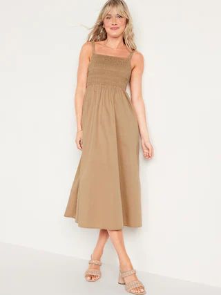 Fit & Flare Sleeveless Cotton-Poplin Smocked-Bodice Midi Dress for Women$28.00($28.00 - $30.00)Ex... | Old Navy (US)