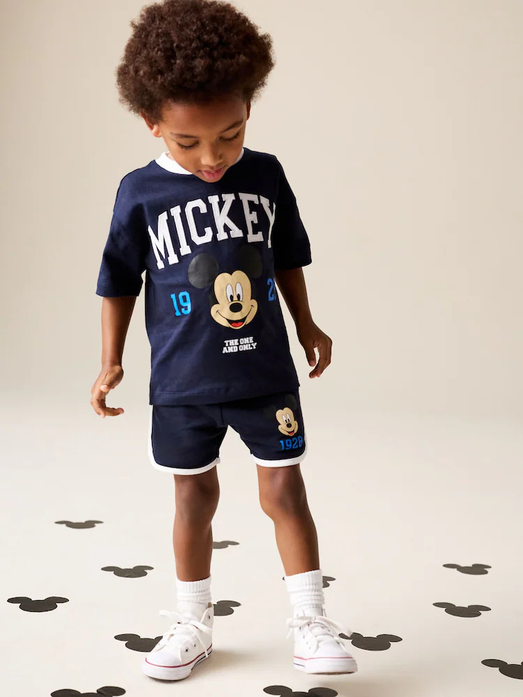 Navy Blue/White Mickey Mouse T-Shirt and Shorts Set (3mths-8yrs) | Next US