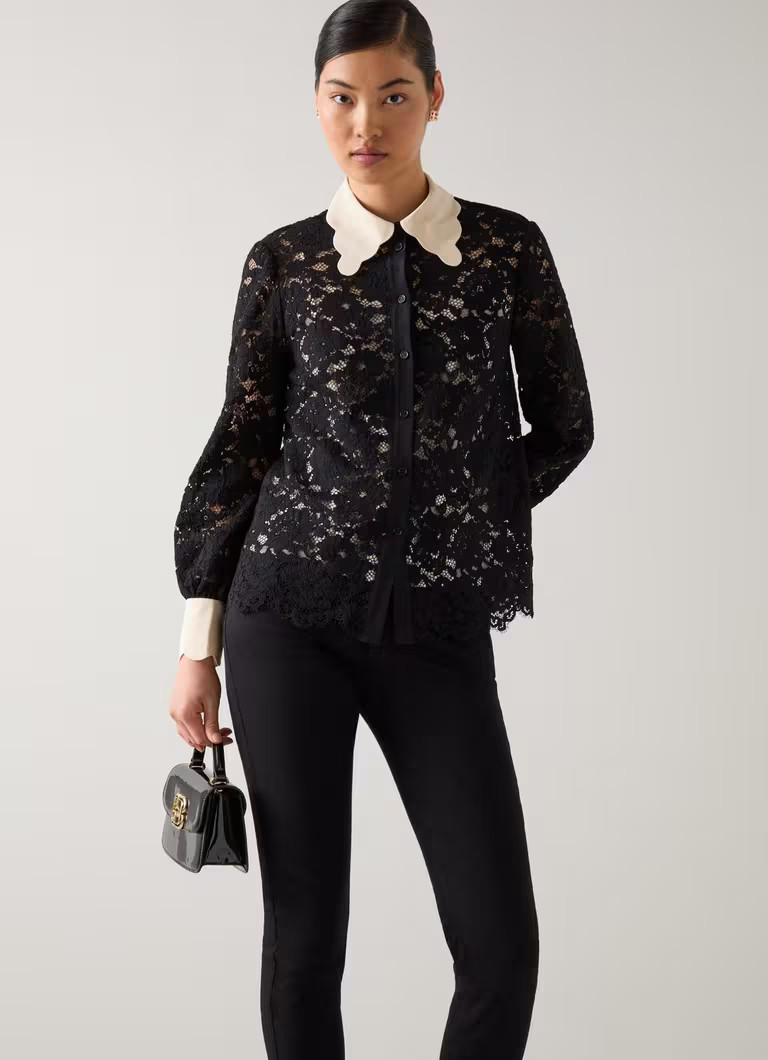 Yvette Black & Cream Lace Blouse | L.K. Bennett (UK)