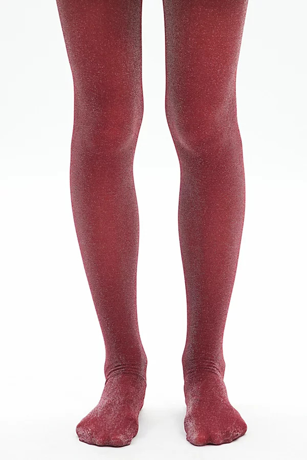 Shimmer Tights in Maroon, Women's at Urban Outfitters | Urban Outfitters (US and RoW)