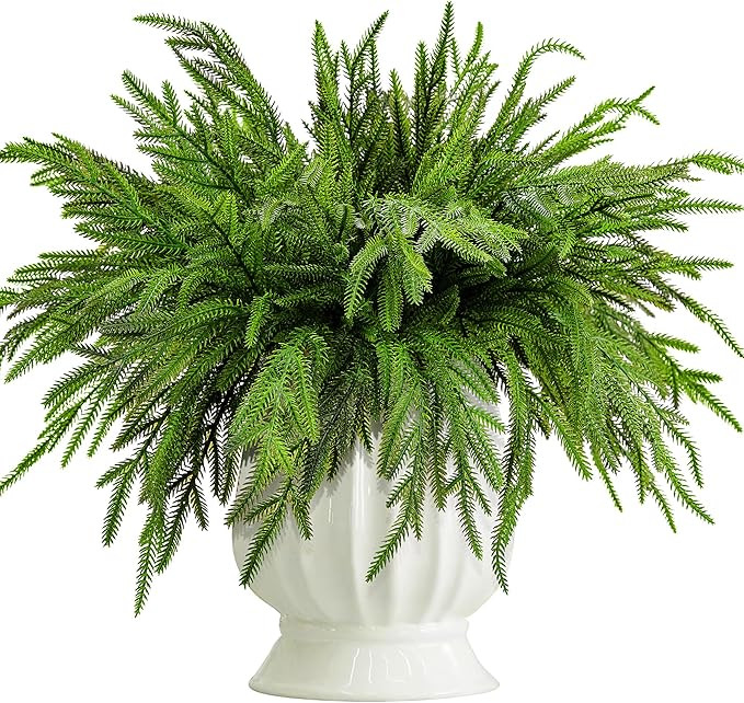 20 Pcs Christmas Norfolk Pine Branches, 19" Extra Length Artificial Xmas Branches Plants Pine Nee... | Amazon (US)