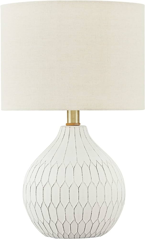 Signature Design by Ashley Wardmont 18" Modern Dimensional Design Ceramic Table Lamp, White | Amazon (US)