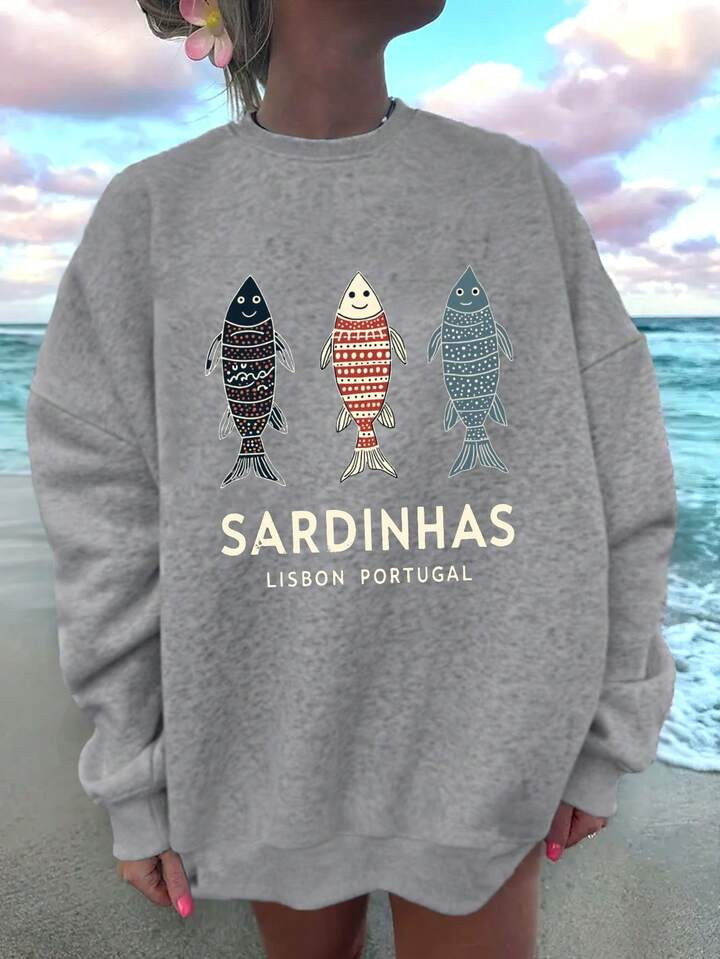 Sardines Lisbon Portugal Women's Fashion Sweatshirts | SHEIN